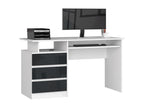 Nobellea desk, white MDF wood, left-hand opening, 4 drawers, glossy anthracite grey fronts, 90x50x77 cm, YXDU99748