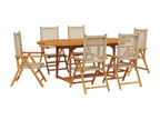 7-piece beige rattan and solid wood garden dining set WXOU45877