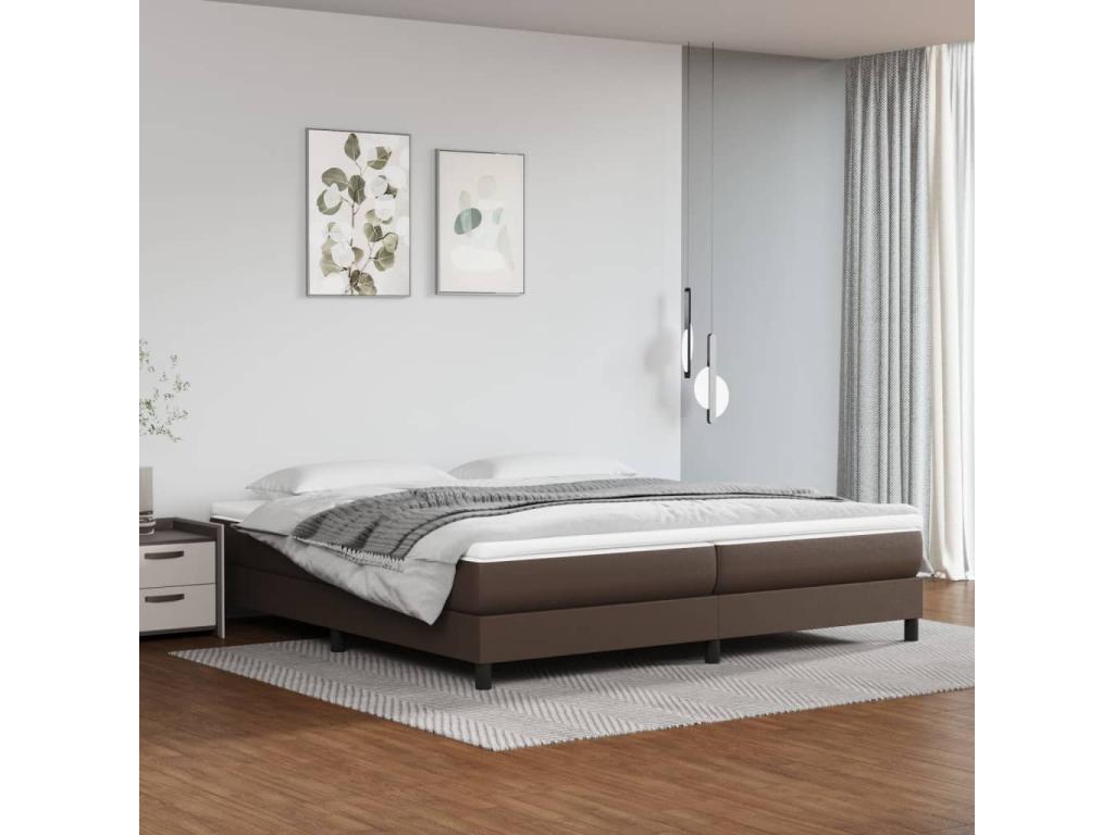 Upholstered bed base with mattress, brown, 200x200 cm, KKVU80412