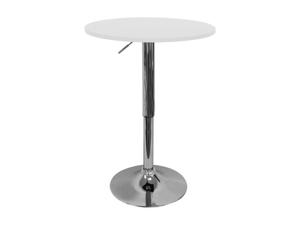 Round bar table in white lacquer and chrome-plated steel, D60xH68-76cm, Dekonao ORSQ00529