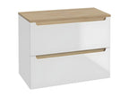 80cm vanity unit with 2 drawers, Boisona White and Wood countertop XQCM57962