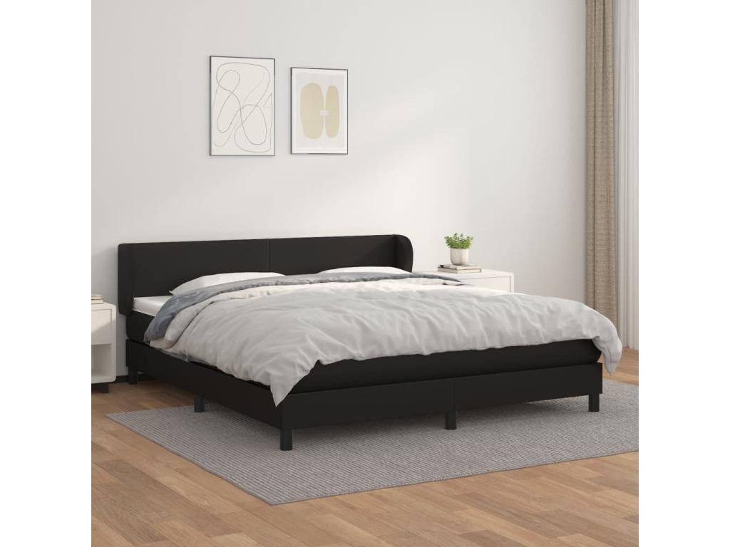 Upholstered bed base with mattress, black, 160x200 cm KCNF24234
