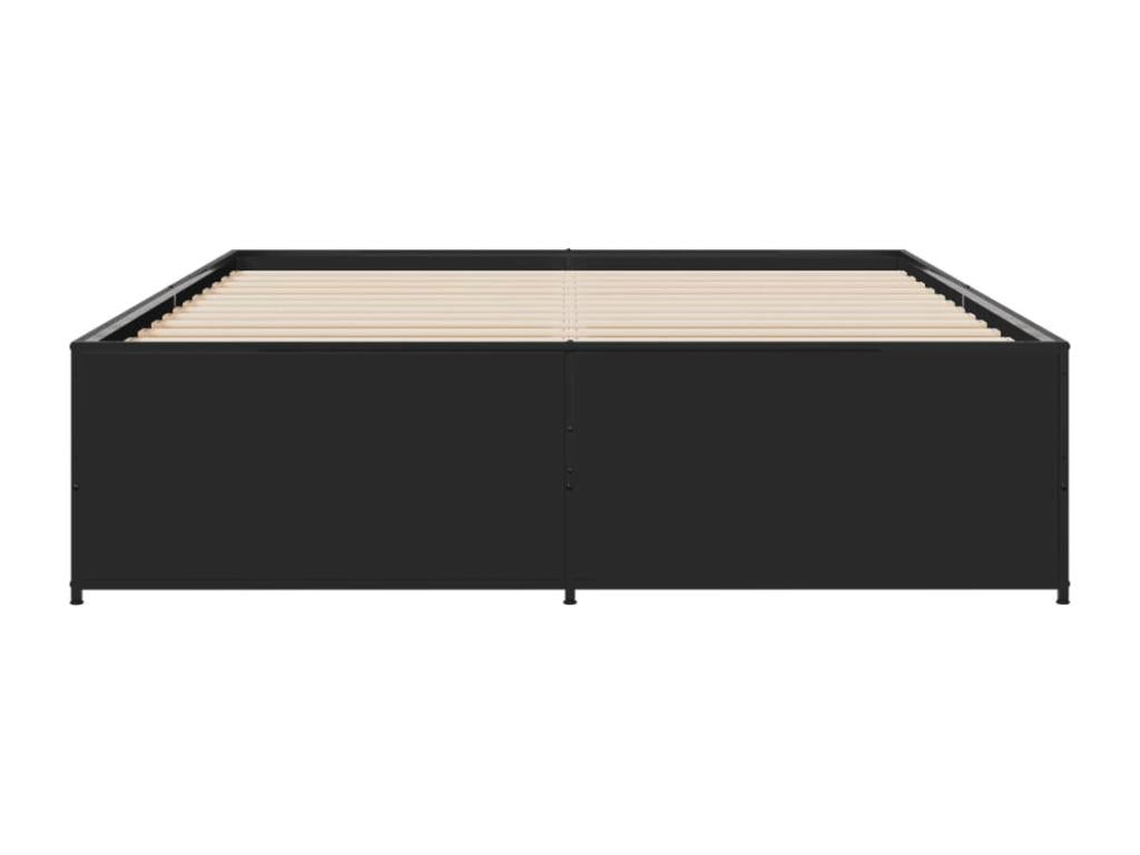 Black bed frame 140x200 engineered wood and metal IJEO60700