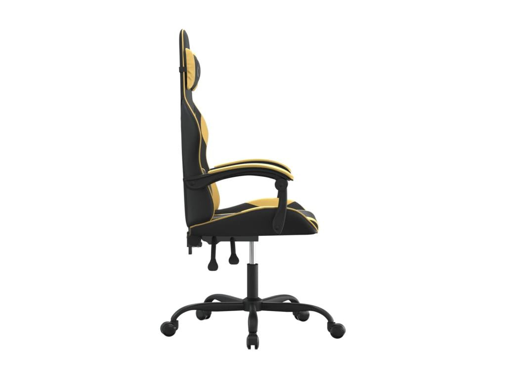 Swivel Gaming Chair Black and Gold Faux Leather GBWE18039