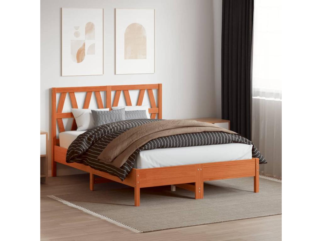 Brown wax headboard 160 cm solid pine wood EUEI41023