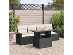 5-piece garden furniture set with cushions, black resin wicker NJWJ56931