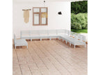 11-piece garden furniture set, solid pine wood, white, JTVD68065
