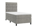 Upholstered bed base with mattress and LED light grey 100x200 cm velvet EMBU08498