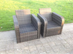 Rattan garden furniture with square coffee table, love sofa, reclining chairs, stools, MéNobellea dark grey GVUQ45617