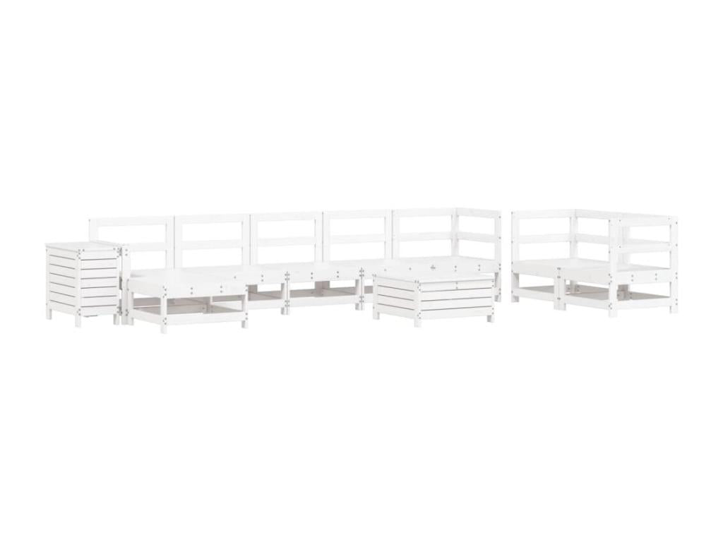 10-piece garden furniture set, white, solid pine wood FWWB62465