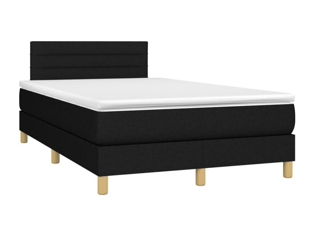 Upholstered bed base with mattress and LED lighting, black, 120x200 cm, fabric EMUT49347