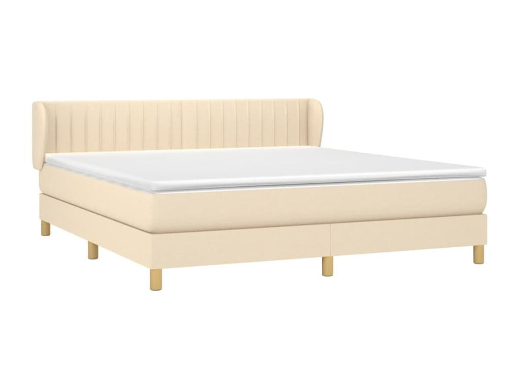 Upholstered bed base with mattress, Cream, 180x200 cm, Fabric NYXS02562