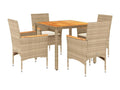 Nobellea 5-piece beige rattan garden dining set and cushions IJTL00492
