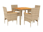 Nobellea 5-piece beige rattan garden dining set and cushions IJTL00492