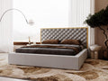 Upholstered bed with storage - 200x200 - double bed - velvet - grey - Nobellea OEWI73928