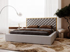 Upholstered bed with storage - 200x200 - double bed - velvet - grey - Nobellea OEWI73928