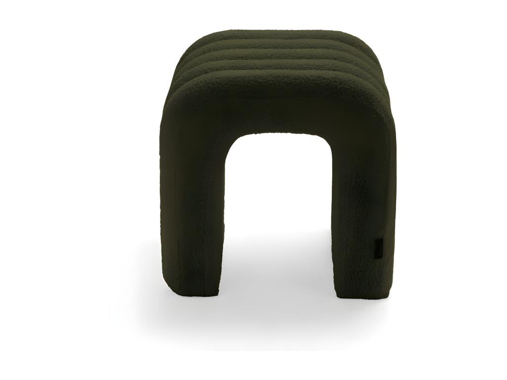 Nobellea - Upholstered stool in looped fabric - Khaki green PKYG01115