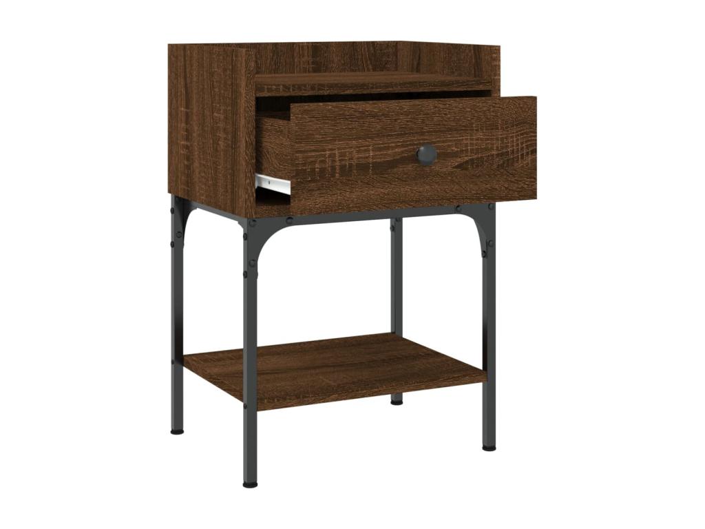 2-piece bedside tables, brown oak, 40.5x31x60cm, engineered wood, ICUH61917