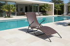 Brown woven resin folding chaise lounge YMPL49475