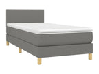 Upholstered bed base with mattress and LED lighting, dark grey, 90x200cm, fabric EQCQ98519