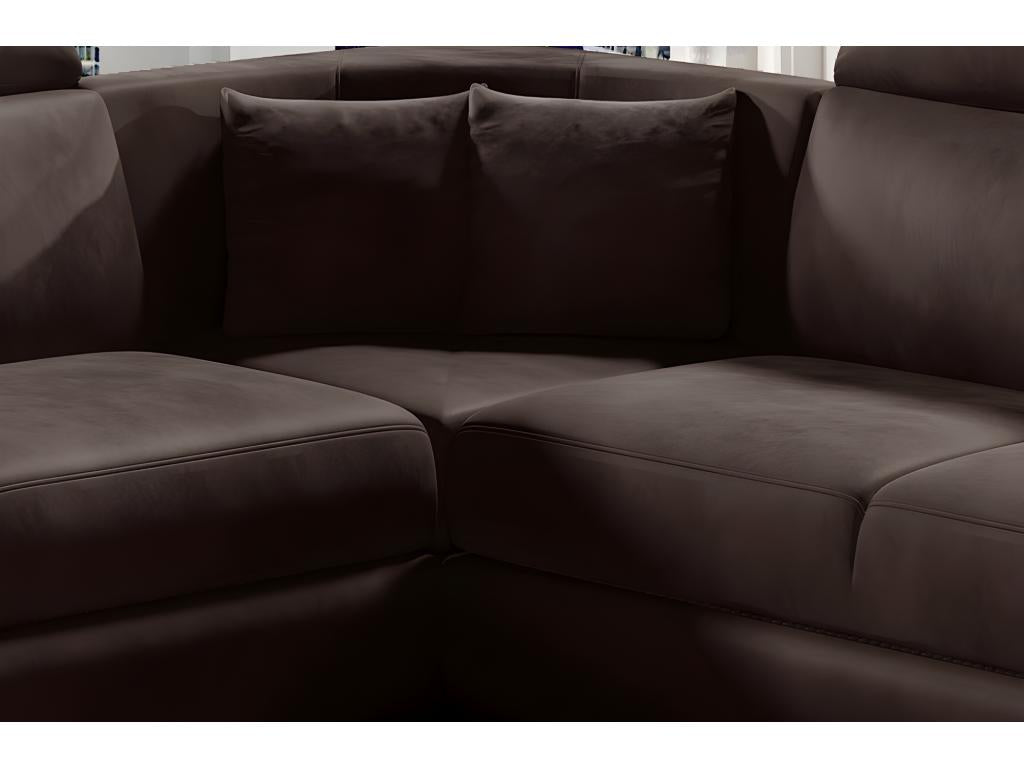 Corner sofa bed - Dekonao - in luxury chocolate fabric, 5/6 seater URPD17716