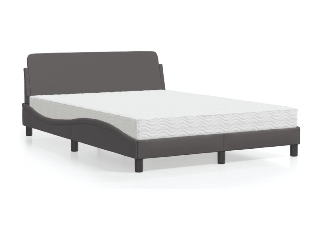 Bed with grey mattress 140x200 cm faux leather WXJR98117