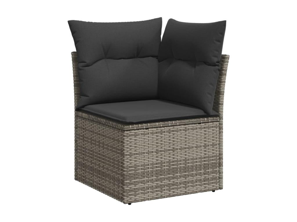 9-piece garden furniture set with grey resin wicker cushions MEWO95833