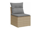 6-piece beige resin wicker garden furniture set with cushions ZVIY89821