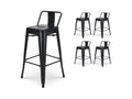 Set of 4 industrial-style matte black metal bar stools - With backrest - Height 66cm OQTC58930