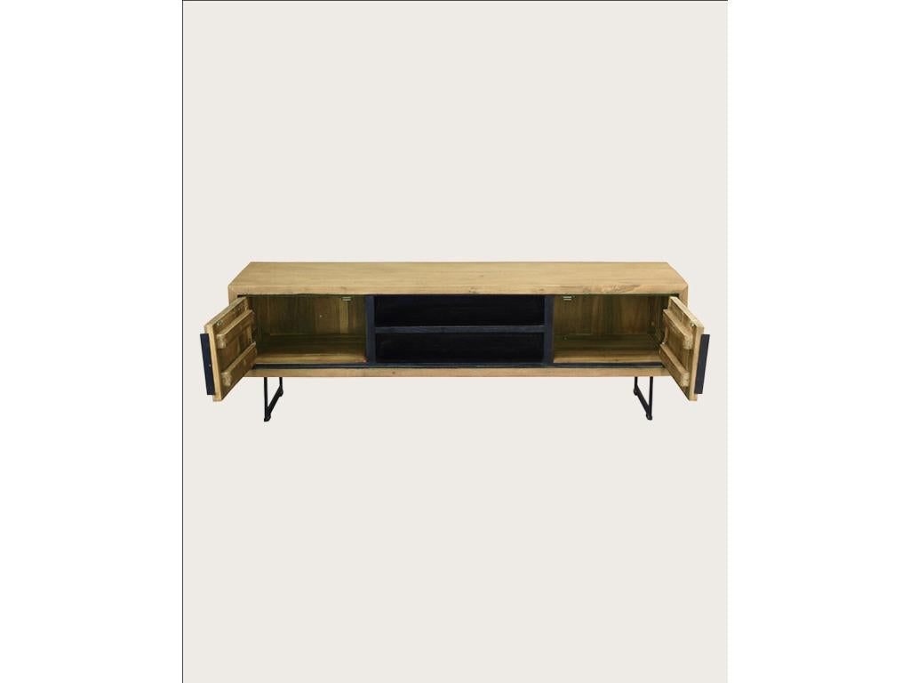 Dekonao - Industrial TV stand in recycled teak with Dekonao pattern and metal 160 cm VADJ35794