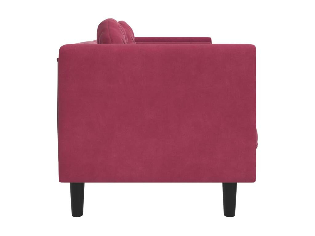 2-seater sofa with cushions, burgundy red velvet, JPDY59767