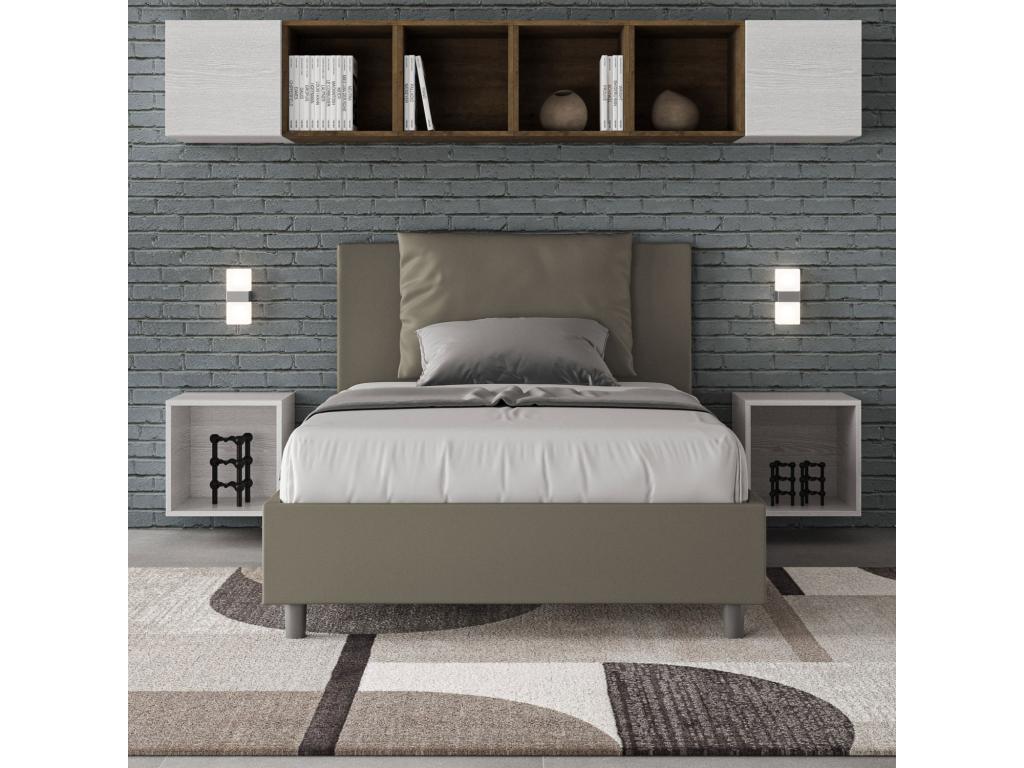 Single bed without slatted base, upholstered, 120x210 cm, cappuccino faux leather, Nobellea AXNS28900