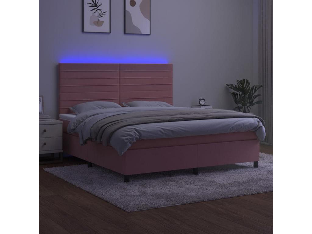 Nobellea bed base with LED mattress, Pink, 180x200cm, Velvet, COIY98377