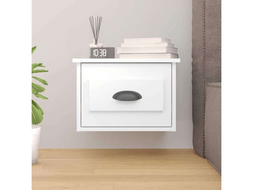 Nobellea - Glossy white wall-mounted bedside table 41.5x36x28 cm WRVM81947