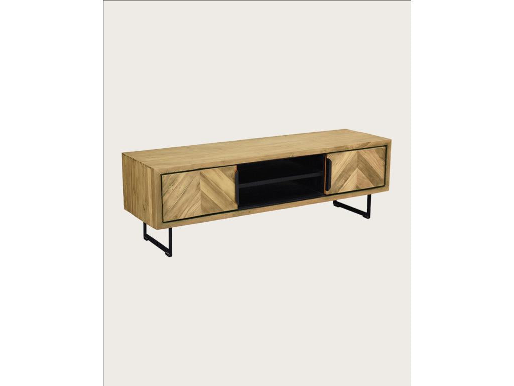 Dekonao - Industrial TV stand in recycled teak with Dekonao pattern and metal 160 cm VADJ35794