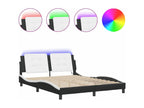 Bed frame with LED lighting, mattress not included, black and white, 160x200 cm, HJEZ35395