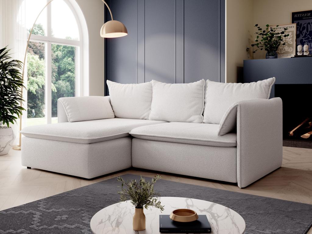 Dekonao RDHI45431 Left-hand corner sofa bed in beige textured fabric