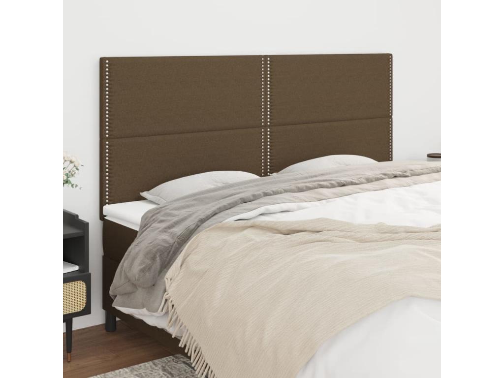 4-Piece Headboard Set, Dark Brown, 80x5x78/88 cm, Fabric SPKL14188