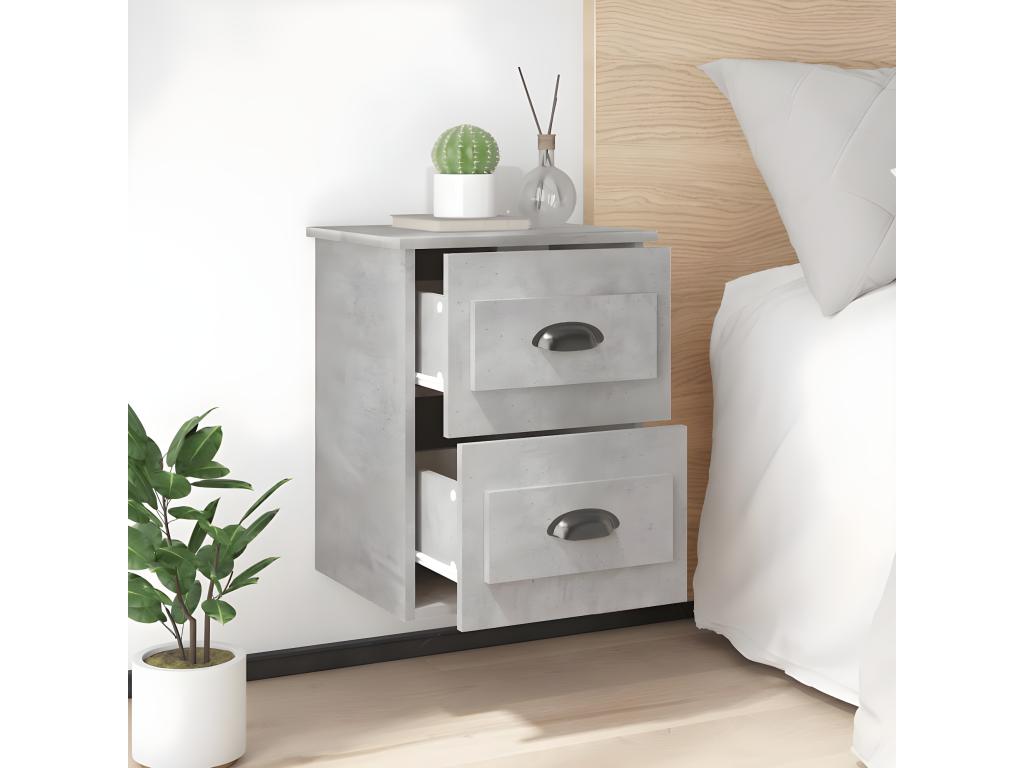Concrete grey wall-mounted bedside table 41.5x36x53 cm NJAU18963