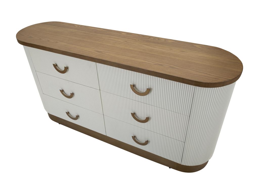 White and brown wooden chest of drawers 152x40x77 cm MVLP64166