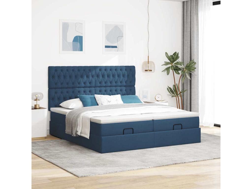 Nobellea bed frame with blue mattress 180x200 cm fabric MTZJ47602