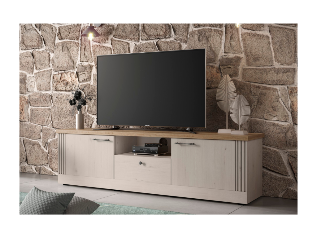 TV stand with 1 niche, 2 doors and 1 drawer, W211 cm - Dekonao JBQO73564