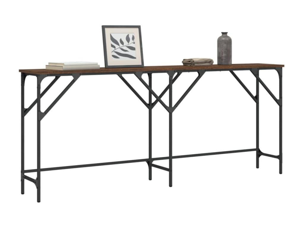 Console table in brown oak, 180x29x75 cm, engineered wood KDCD42355