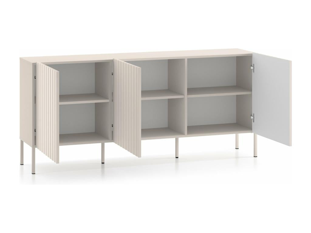 Three-door chest of drawers with fluted fronts - 170 cm - light beige - Nobellea DNMN89846