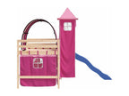 Children's loft bed with tower (mattress not included), pink, 80x200 cm, ZKJB18723