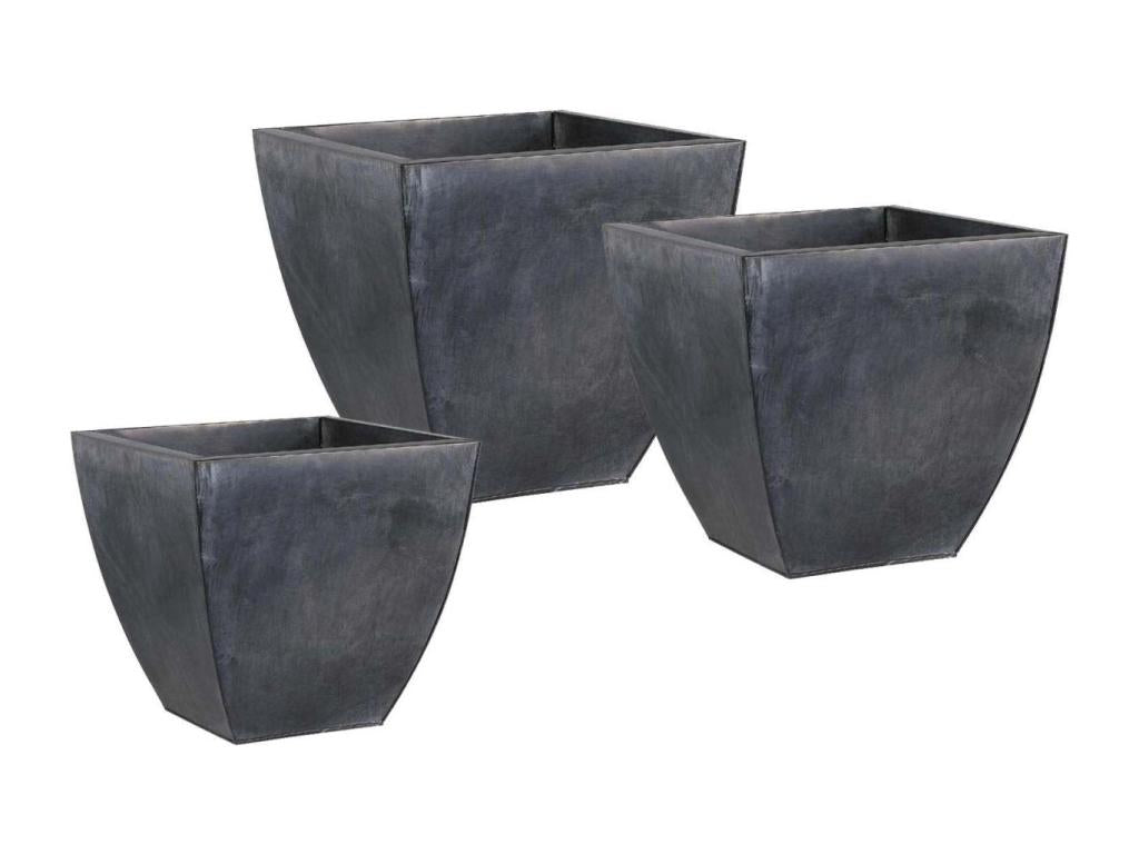Black zinc plant pot, set of 3, SBPA21159