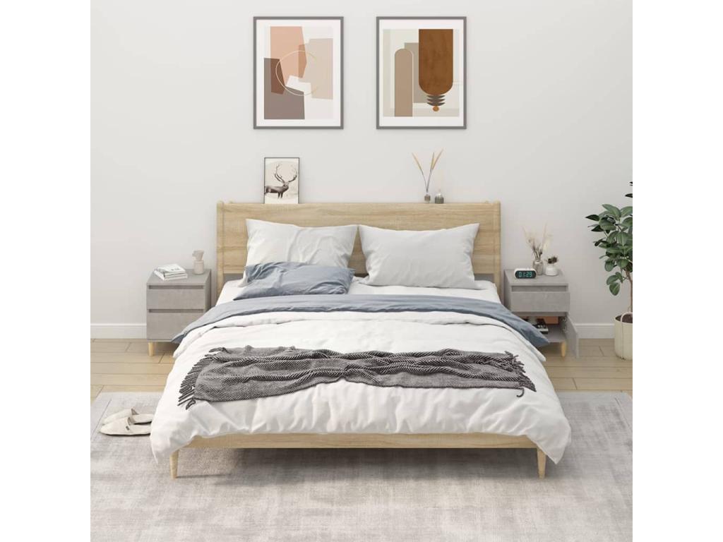 Bedside tables, 2 pcs, Concrete Grey, 40x35x50 cm, SQTC81503