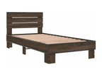 Brown oak bed frame 90x190 cm engineered wood and metal NDYQ20599