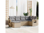 6-piece beige resin wicker garden furniture set with cushions PRID66809