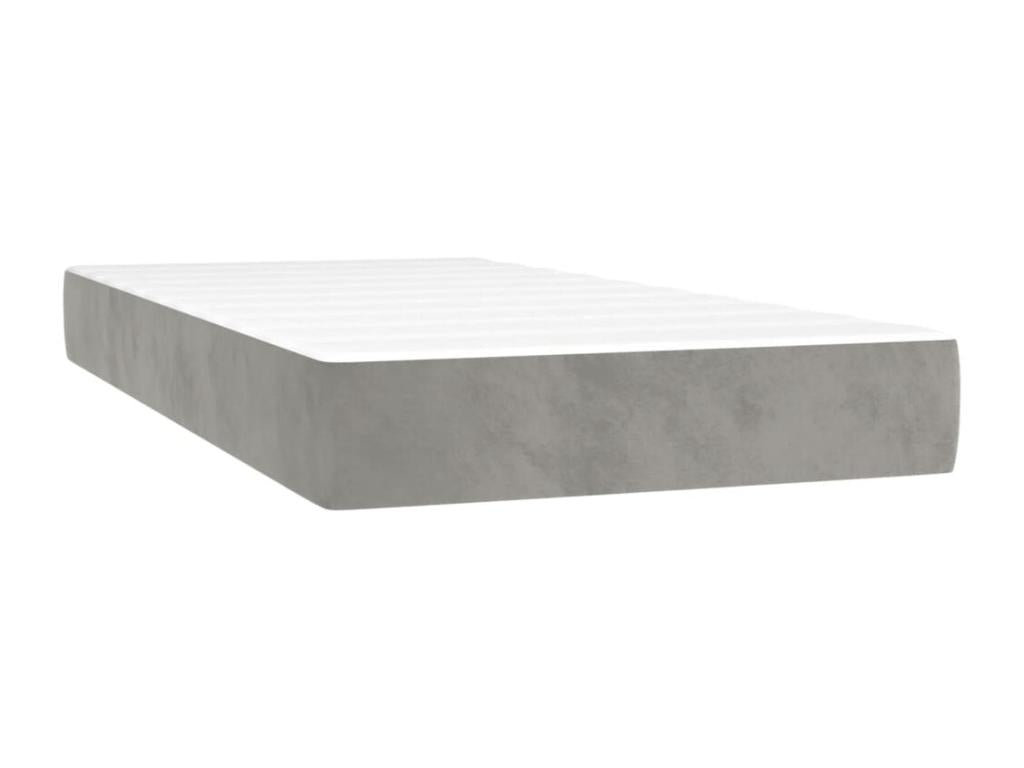 Nobellea bed base with LED mattress, light grey, 90x200cm, velvet, ZXMZ89023